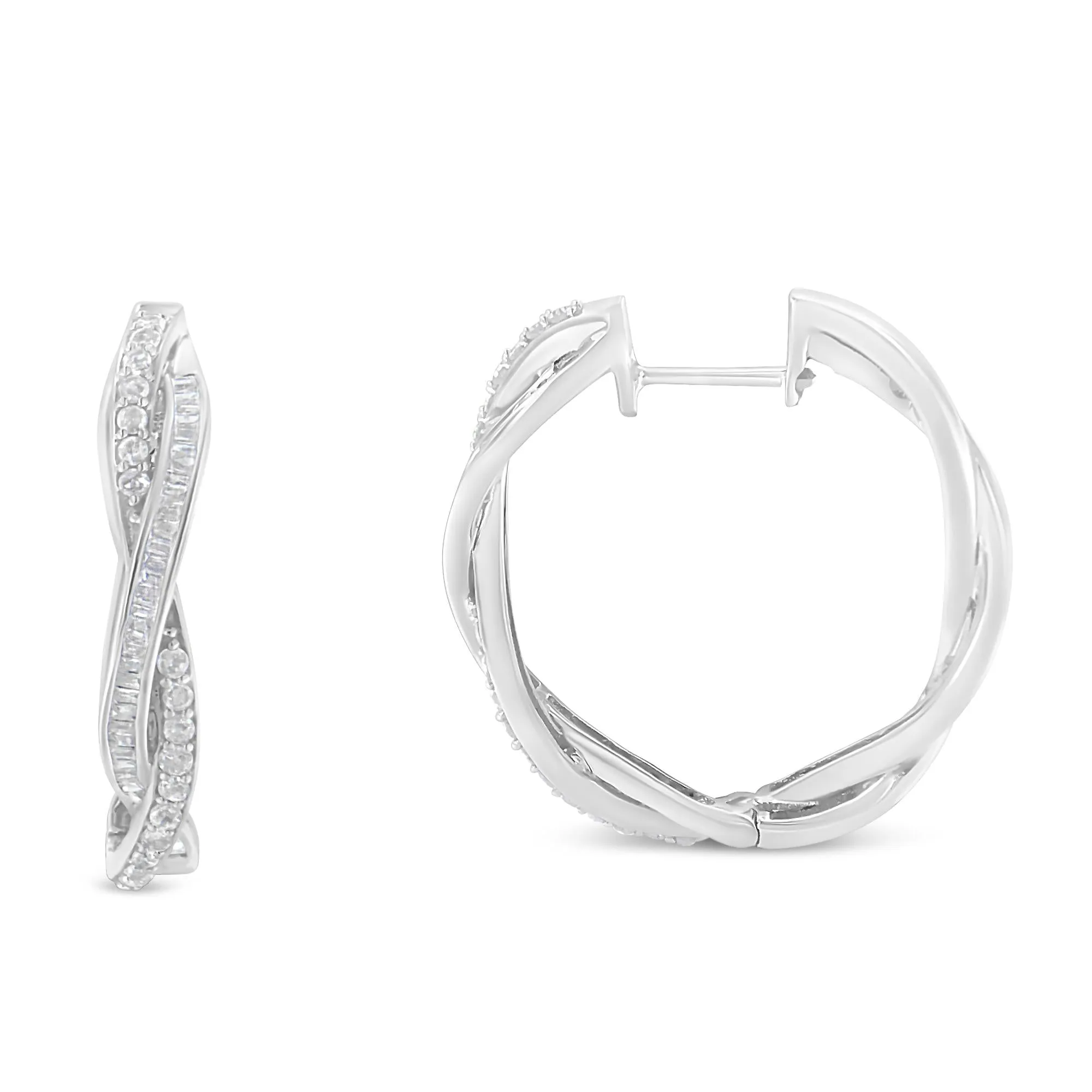 Sterling-Silver Diamond Hoop Earring (0.75 cttw, I-J Color, I2-I3 Clarity) sold by Zulily product image thumbnail 2