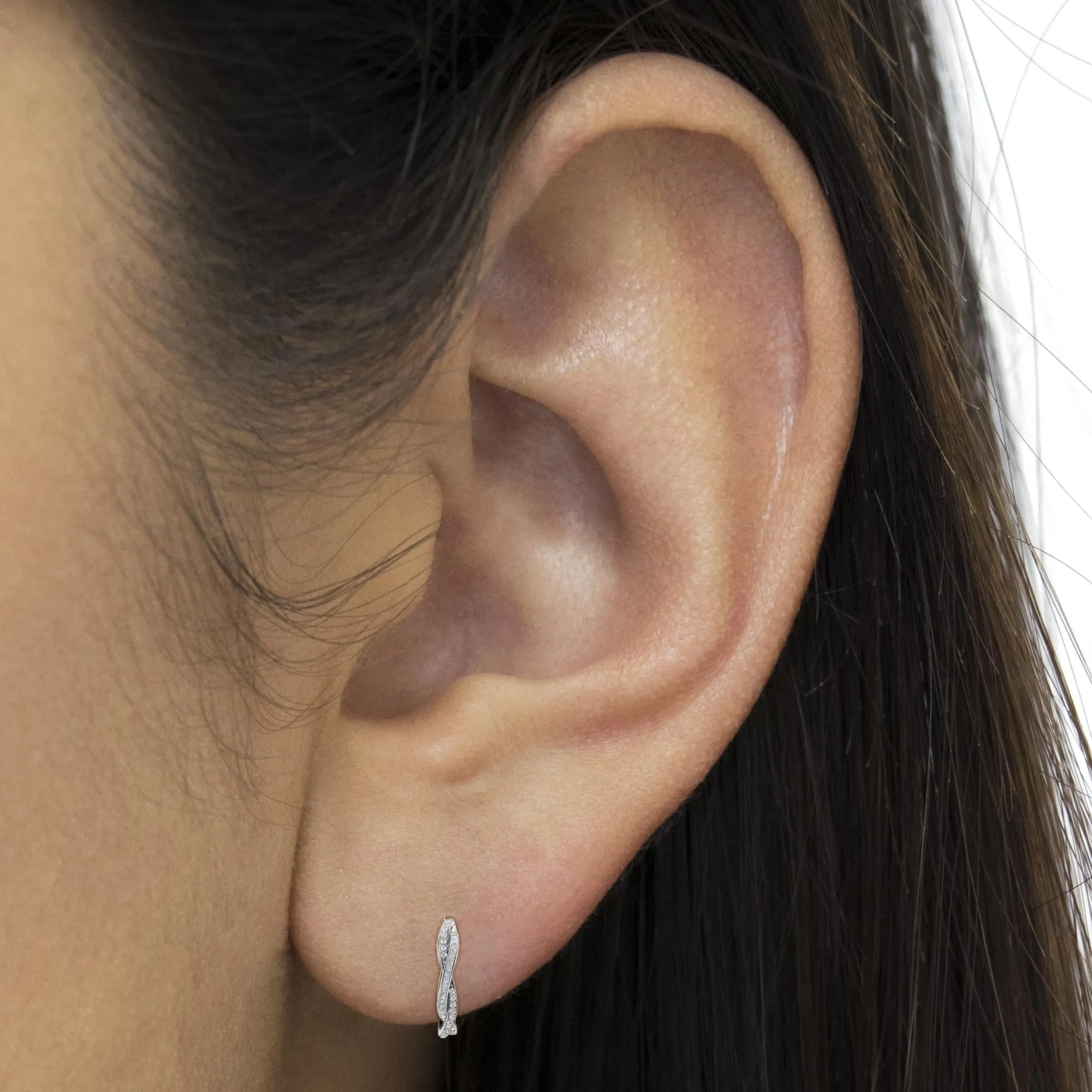 Sterling-Silver Diamond Hoop Earring (0.75 cttw, I-J Color, I2-I3 Clarity) sold by Zulily product image thumbnail 3