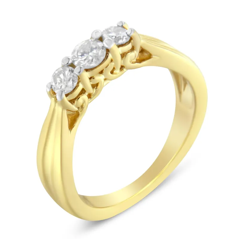10K Yellow Gold Three-stone Diamond Ring (0.50 cttw, J-K Color, I2-I3 Clarity) made by Zulily