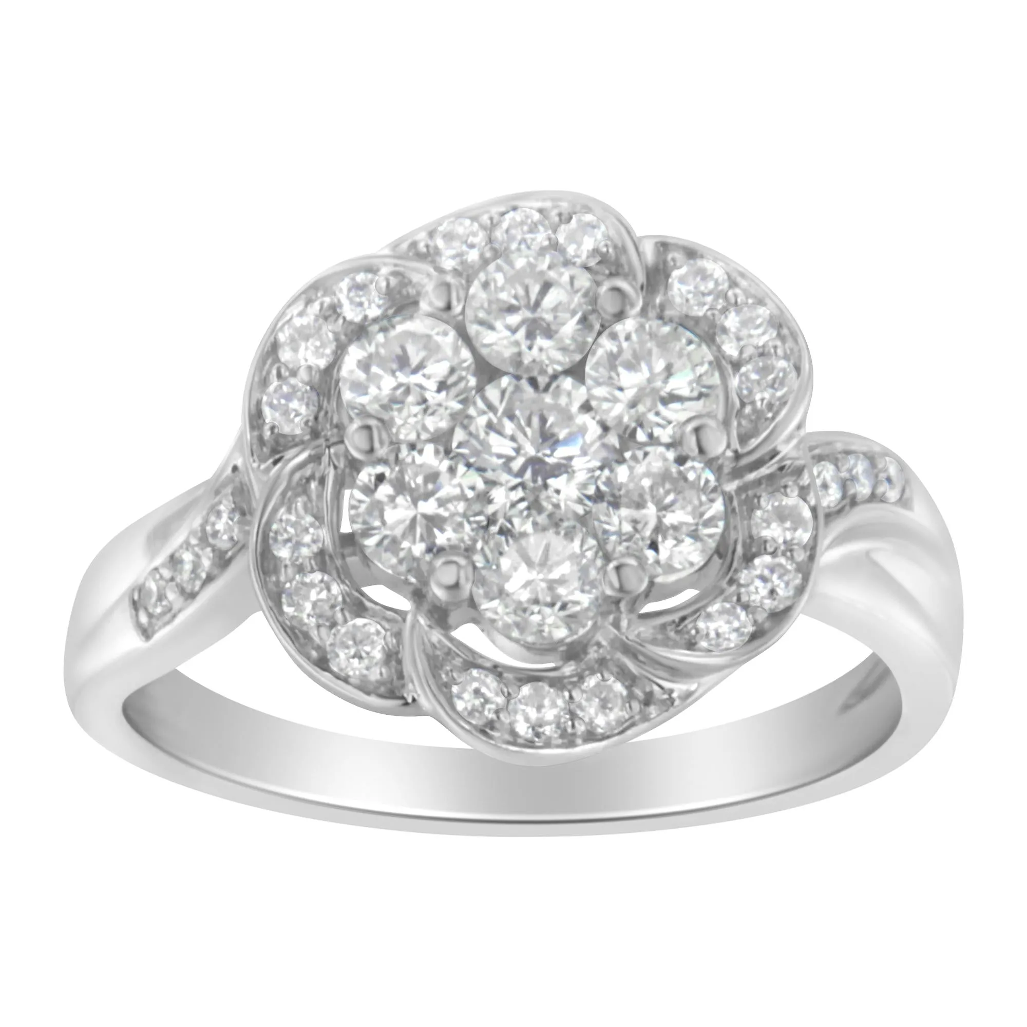 14K White Gold Floral Cluster Diamond Ring (1 Cttw, H-I Color, SI2-I1 Clarity) sold by Zulily product image thumbnail 5