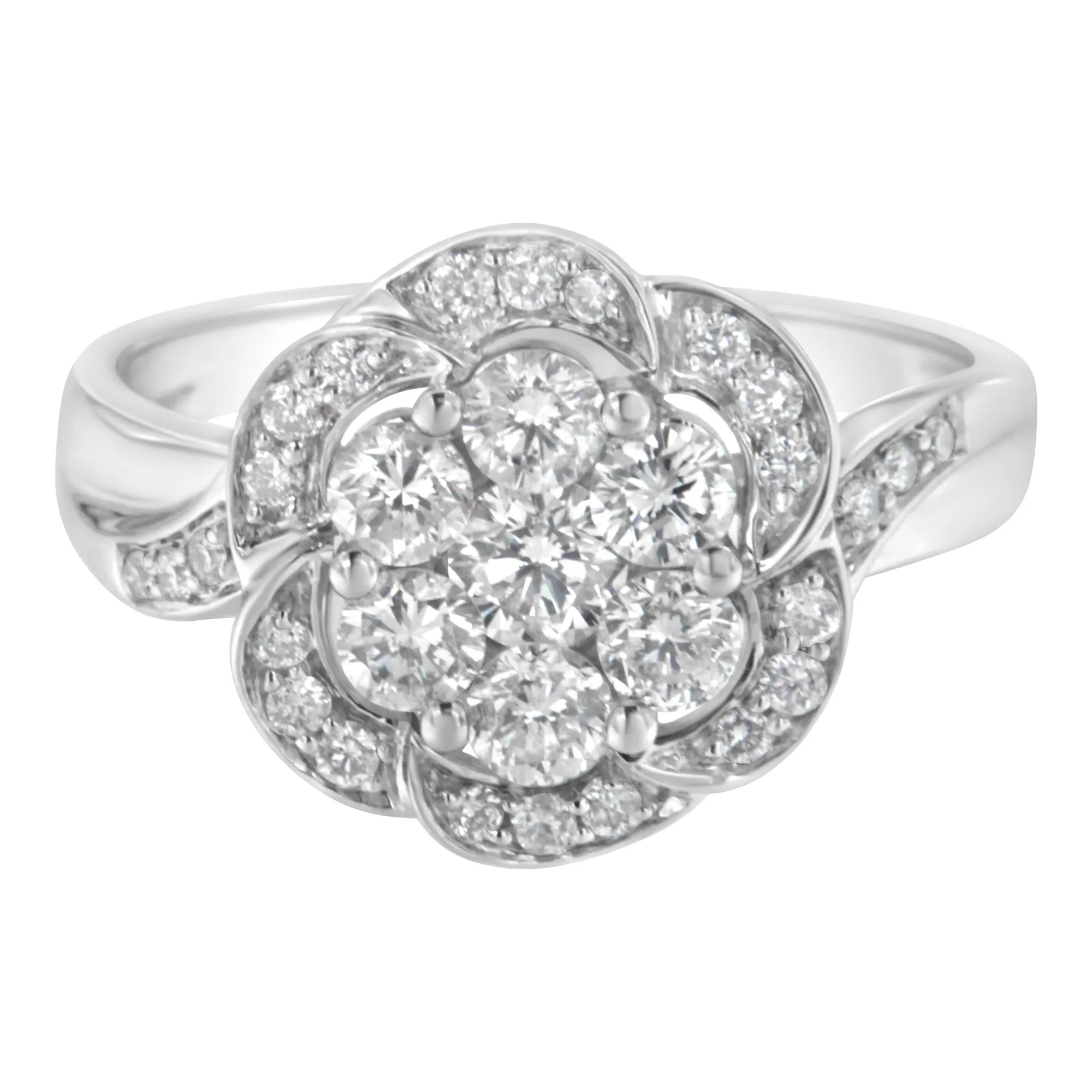 14K White Gold Floral Cluster Diamond Ring (1 Cttw, H-I Color, SI2-I1 Clarity) sold by Zulily product image thumbnail 4