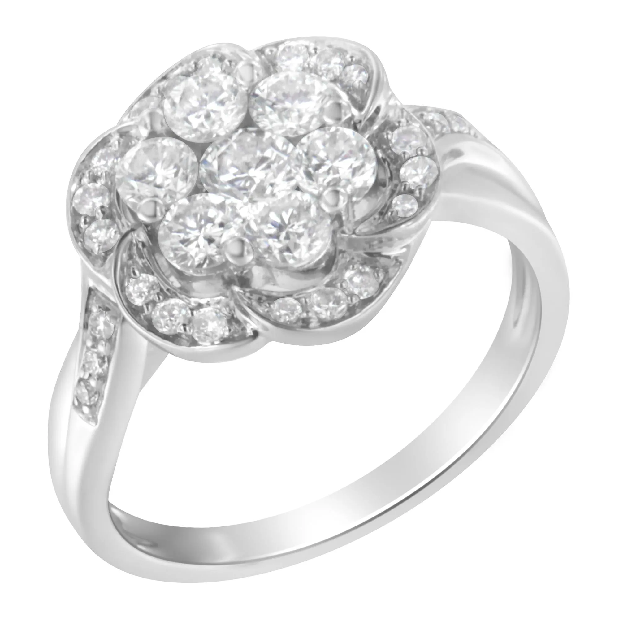 14K White Gold Floral Cluster Diamond Ring (1 Cttw, H-I Color, SI2-I1 Clarity) sold by Zulily