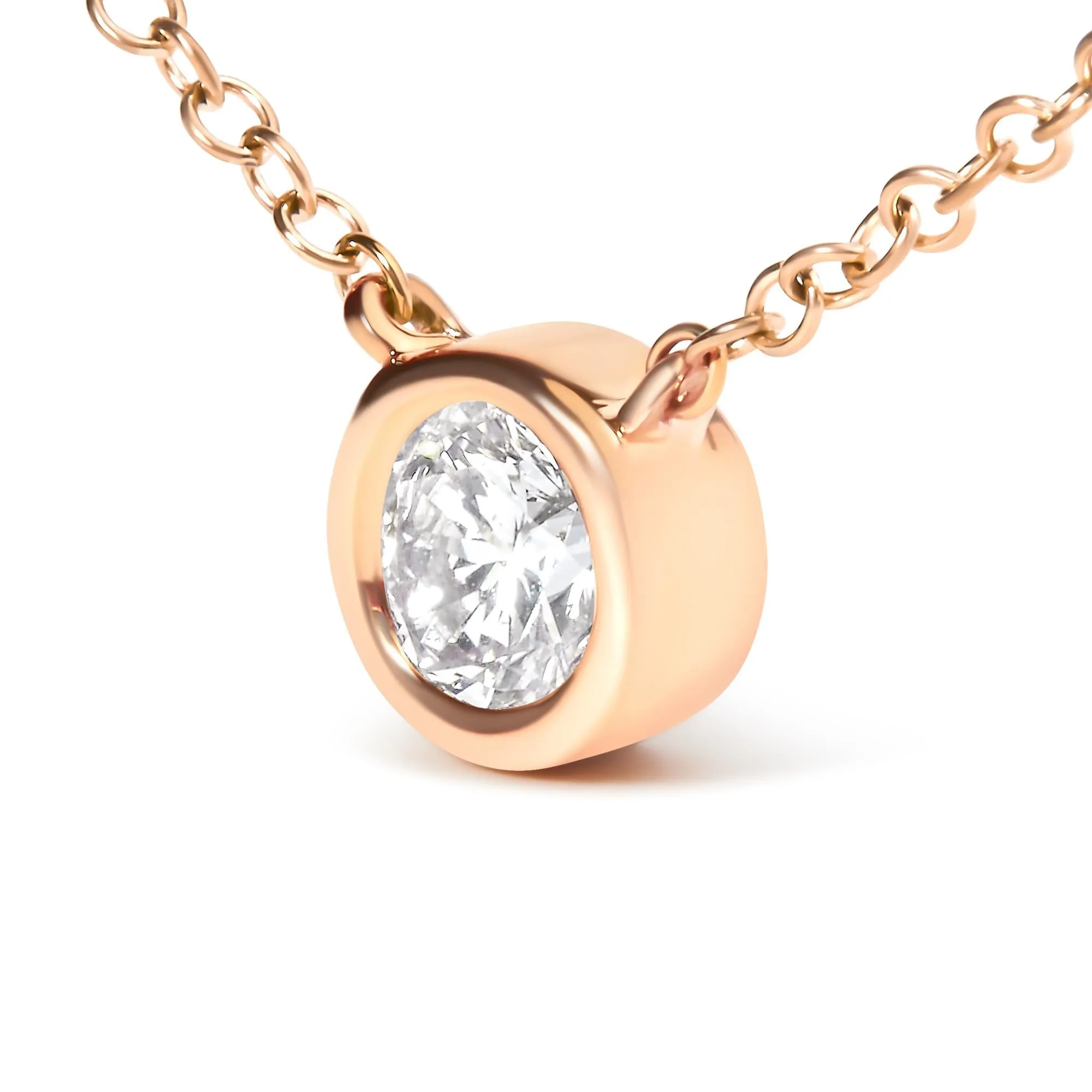 10K Rose Gold 1/2 Carat Round Brilliant-Cut Diamond Modern Bezel-Set Solitaire 16"-18" Pendant Necklace (H-I Color, SI2-I1 Clarity) sold by Zulily product image thumbnail 4