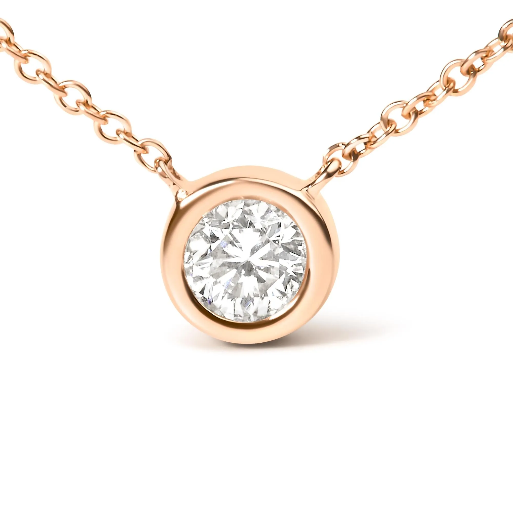 10K Rose Gold 1/2 Carat Round Brilliant-Cut Diamond Modern Bezel-Set Solitaire 16"-18" Pendant Necklace (H-I Color, SI2-I1 Clarity) sold by Zulily product image thumbnail 2