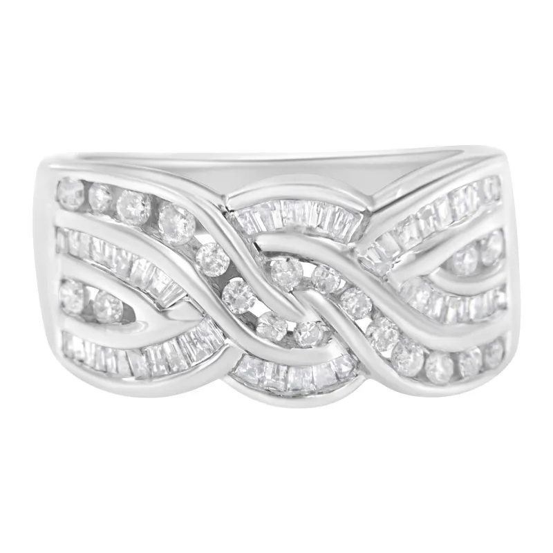 10K White Gold Diamond Bypass Ring (1 Cttw, H-I Color, I1-I2 Clarity) made by Zulily