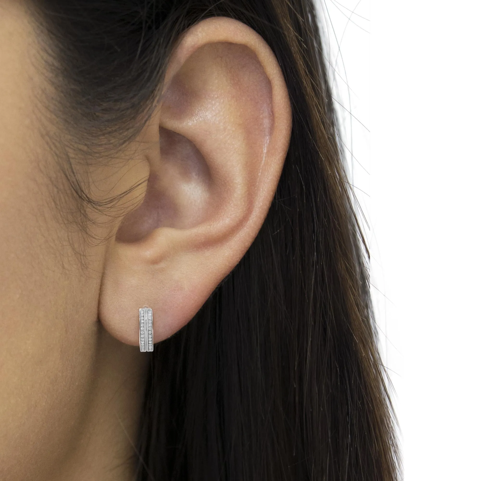 10K White Gold Diamond Hoop Earring (1/2 cttw, I-J Color, I2-I3 Clarity) sold by Zulily product image thumbnail 3