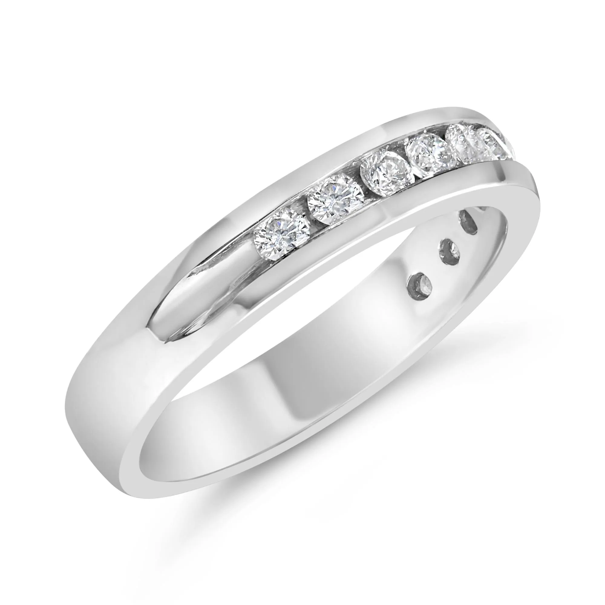 IGI Certified 1/2 Cttw Round Brilliant Cut Diamond 18K White Gold Channel Set Eternity Style Wedding Band Ring (H-I Color, I1-I2 Clarity) sold by Zulily product image thumbnail 4