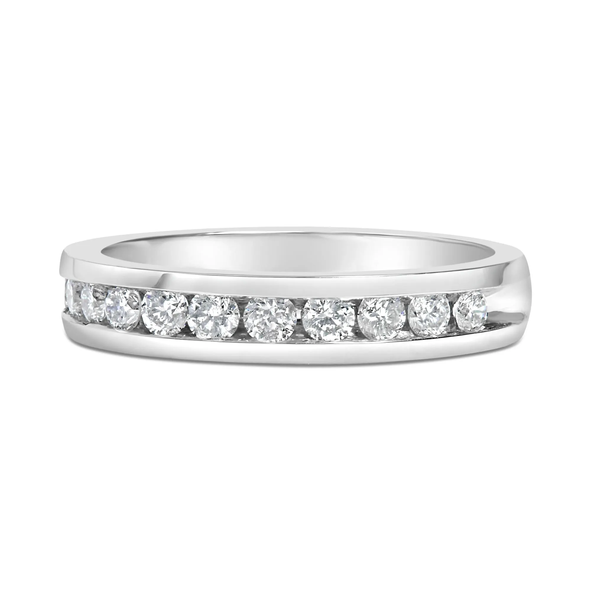 IGI Certified 1/2 Cttw Round Brilliant Cut Diamond 18K White Gold Channel Set Eternity Style Wedding Band Ring (H-I Color, I1-I2 Clarity) sold by Zulily