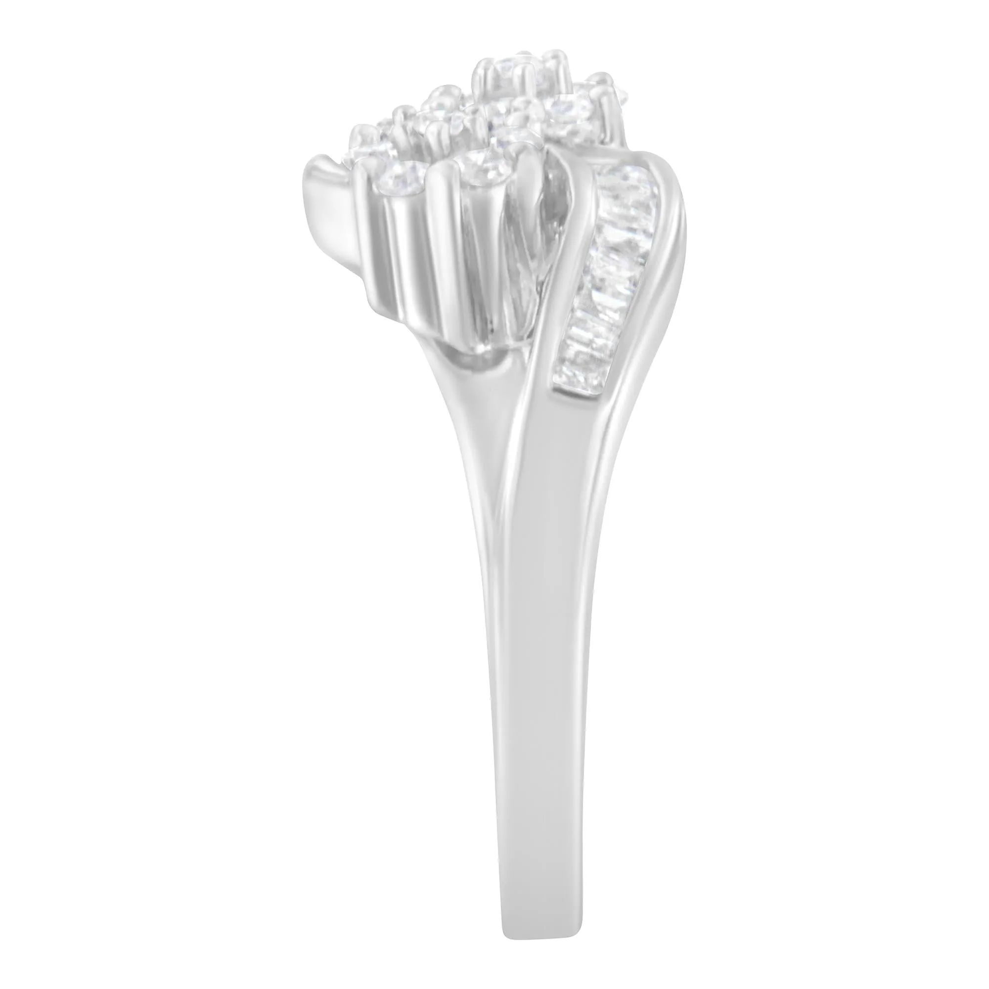 14K White Gold Round and Baguette Diamond Bypass Ring (1/2 cttw, H-I Color, I1-I2 Clarity) sold by Zulily product image thumbnail 5