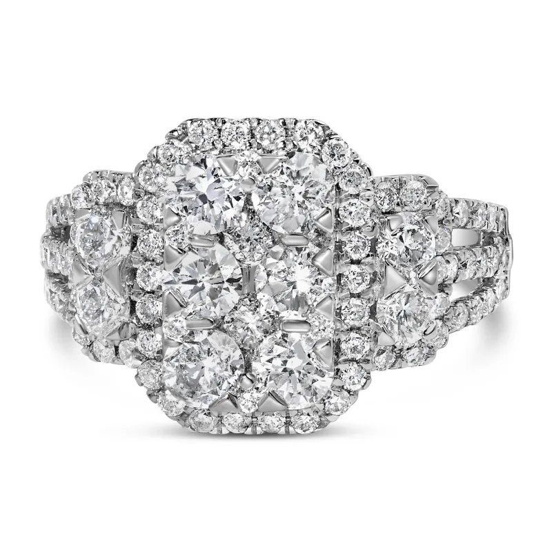 14K White Gold 2 1/4 Cttw Diamond Cocktail Cluster Ring (G-H Color, SI2-I1 Clarity) made by Zulily