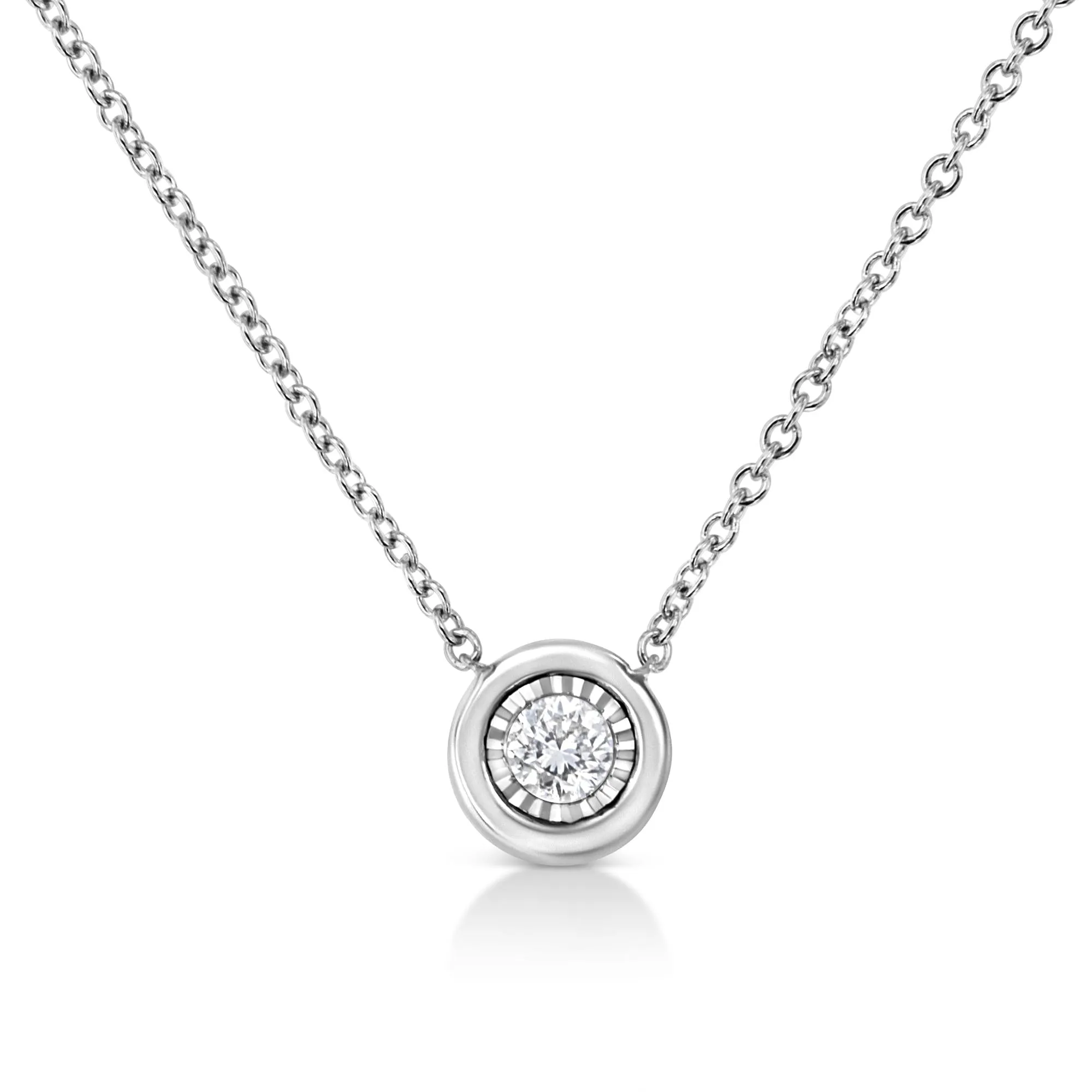 10K White Gold 1/10 Cttw Miracle Set Round-Cut Diamond 18" Pendant Necklace - Choice of Shape sold by Zulily product image thumbnail 5
