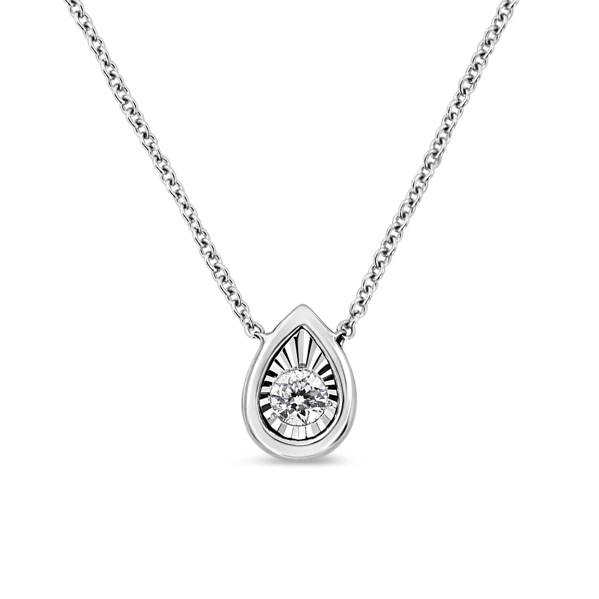 10K White Gold 1/10 Cttw Miracle Set Round-Cut Diamond 18" Pendant Necklace - Choice of Shape sold by Zulily product image thumbnail 2