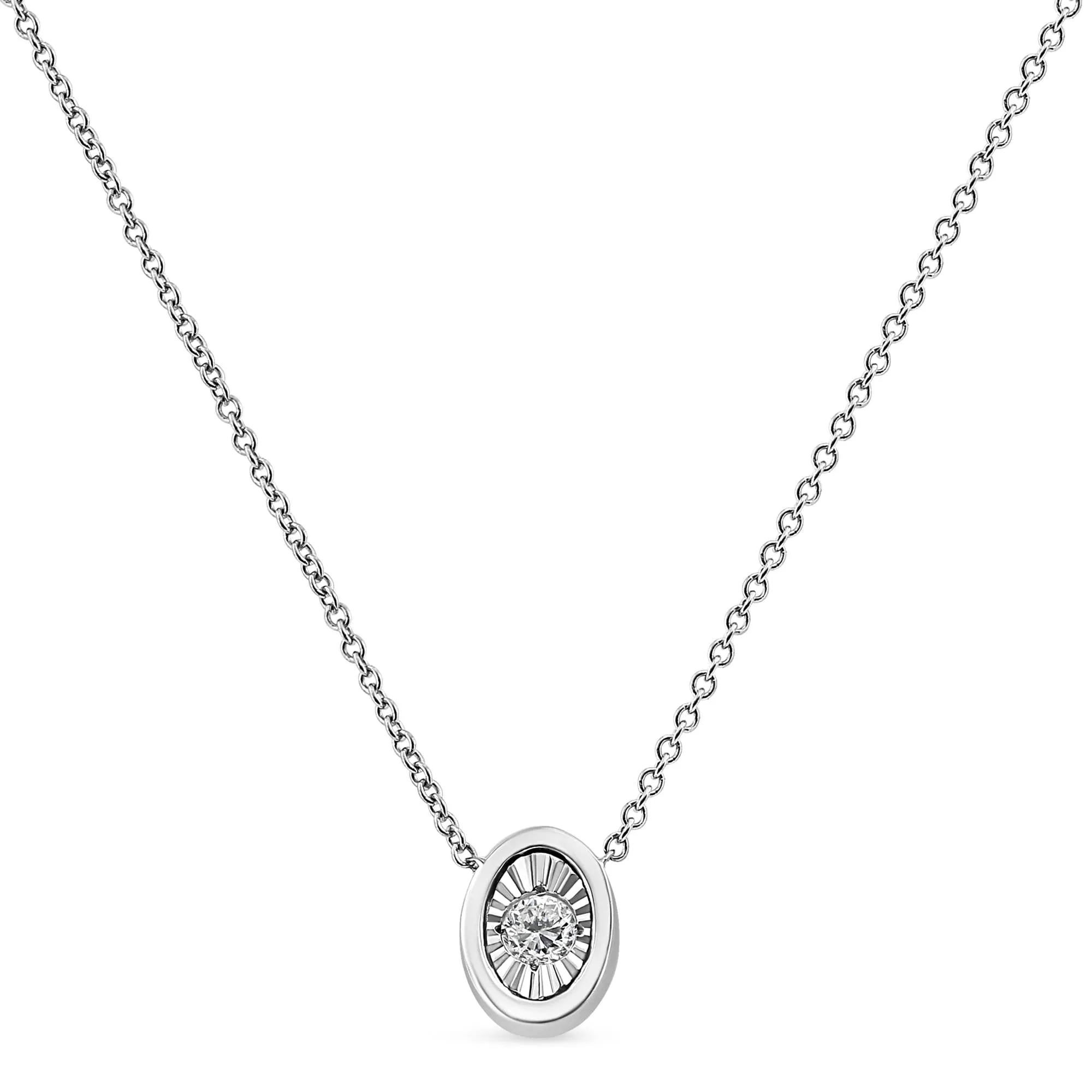 10K White Gold 1/10 Cttw Miracle Set Round-Cut Diamond 18" Pendant Necklace - Choice of Shape sold by Zulily product image thumbnail 3