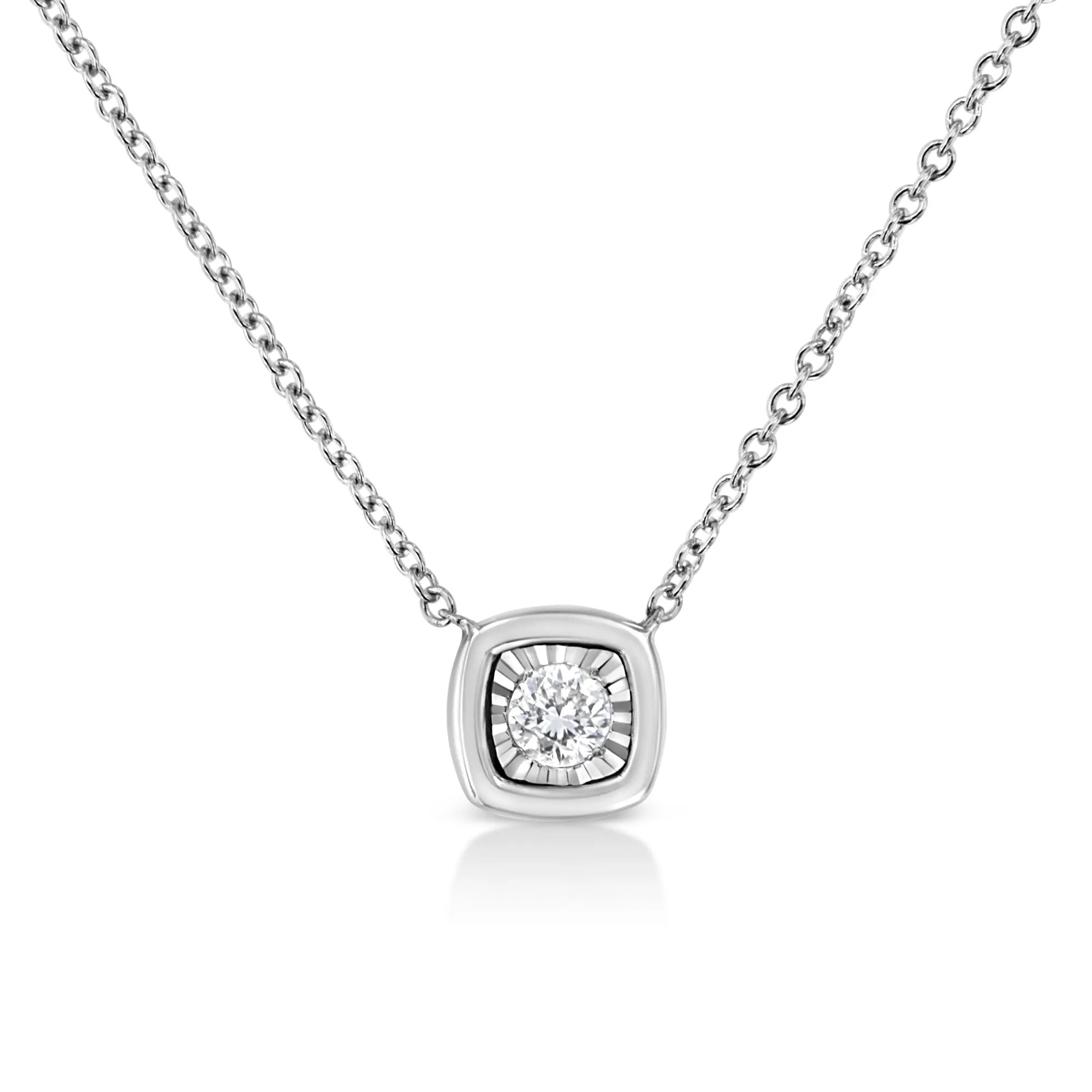 10K White Gold 1/10 Cttw Miracle Set Round-Cut Diamond 18" Pendant Necklace - Choice of Shape sold by Zulily product image thumbnail 4