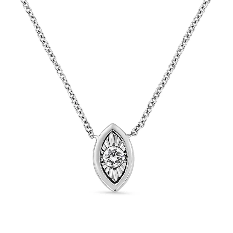 10K White Gold 1/10 Cttw Miracle Set Round-Cut Diamond 18" Pendant Necklace - Choice of Shape made by Zulily