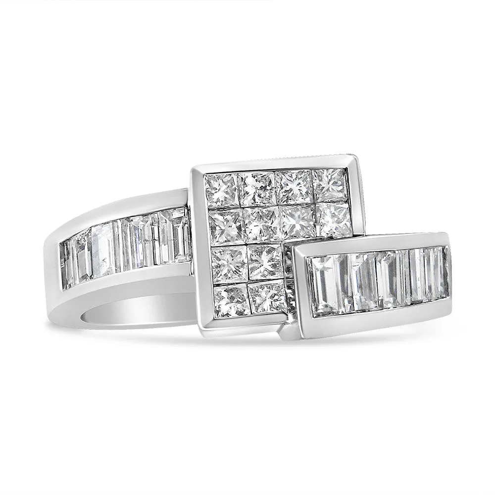 14K Gold 1 1/2 Cttw Channel-Set Princess and Baguette-Cut Diamond Bypass Ring Band (G-H Color, SI2-I1 Clarity) sold by Zulily