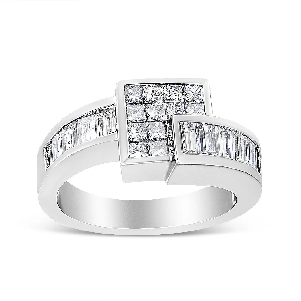 14K Gold 1 1/2 Cttw Channel-Set Princess and Baguette-Cut Diamond Bypass Ring Band (G-H Color, SI2-I1 Clarity) sold by Zulily product image thumbnail 2