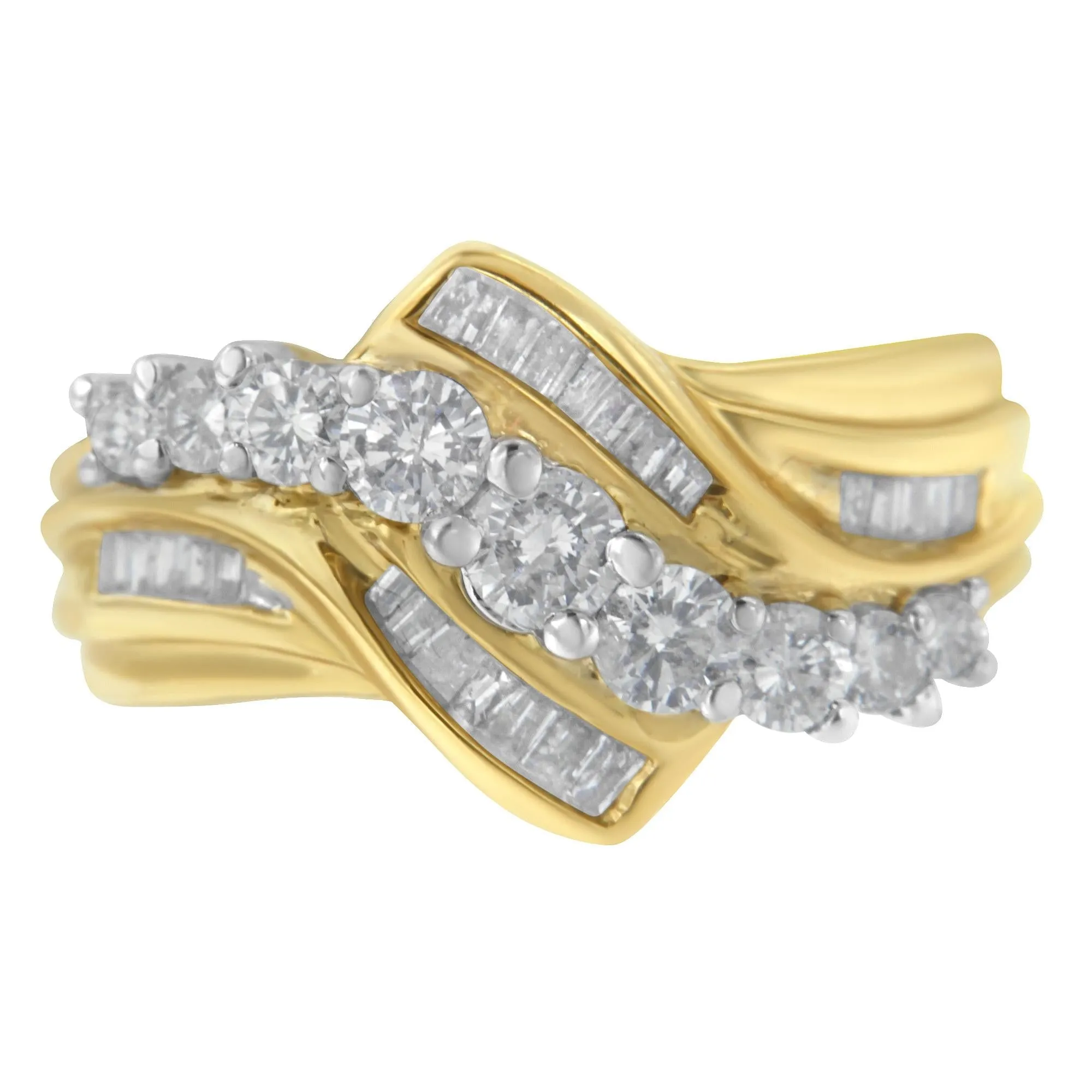 10K Two-Toned Diamond Bypass Ring (1 Cttw, H-I Color, SI2-I1 Clarity) sold by Zulily