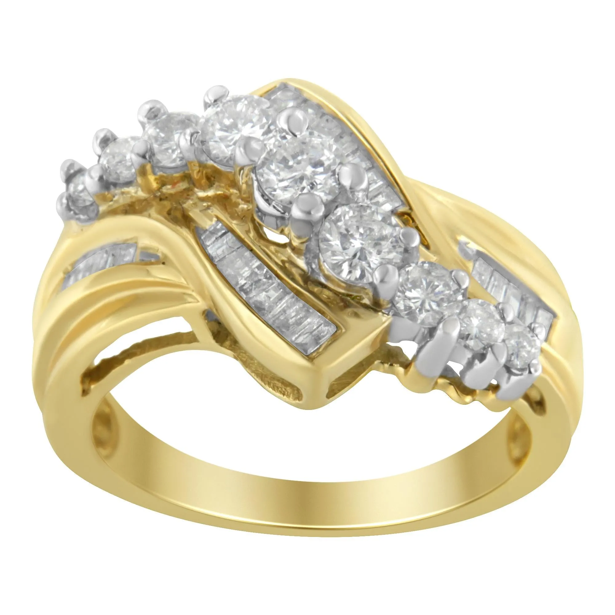 10K Two-Toned Diamond Bypass Ring (1 Cttw, H-I Color, SI2-I1 Clarity) sold by Zulily product image thumbnail 2