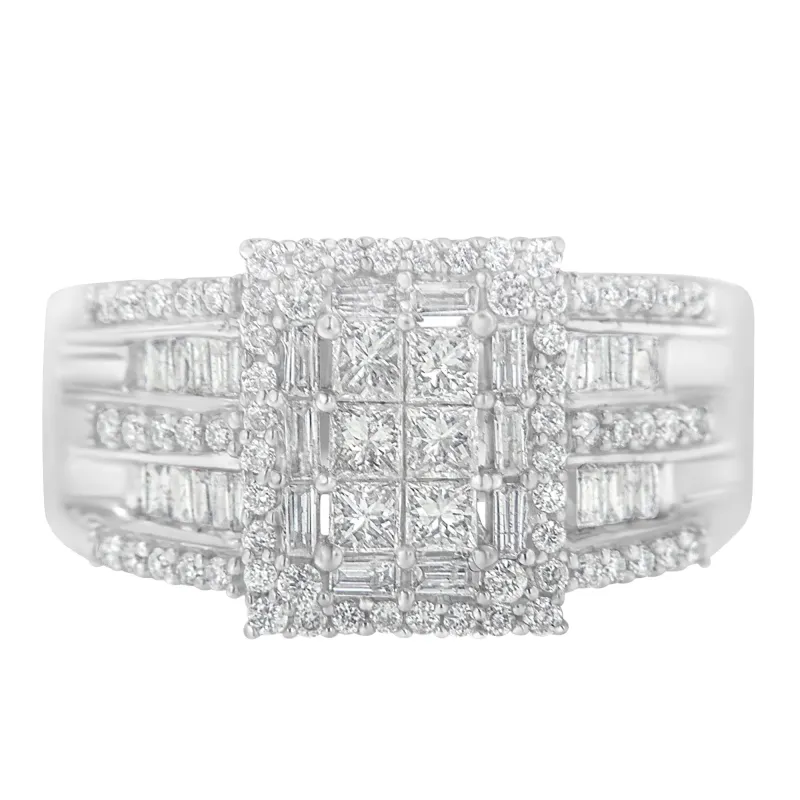 10K White Gold Diamond Cluster Ring (1 cttw, H-I Color, I1-I2 Clarity) made by Zulily