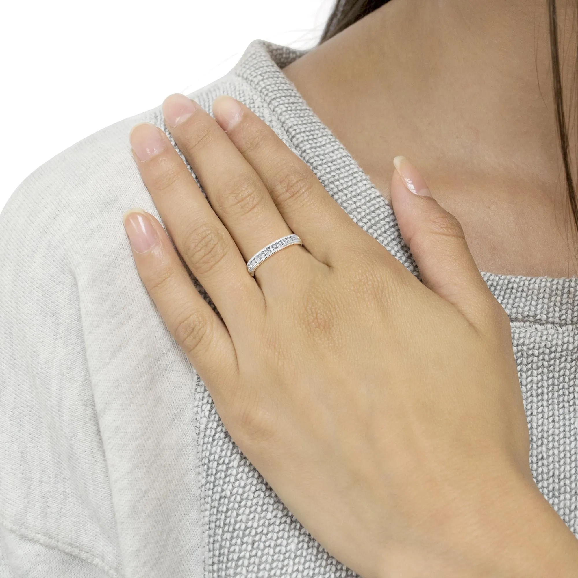 14K White Gold 1/2 cttw Diamond Band Ring (I-J Color, I2-I3 Clarity) sold by Zulily product image thumbnail 3