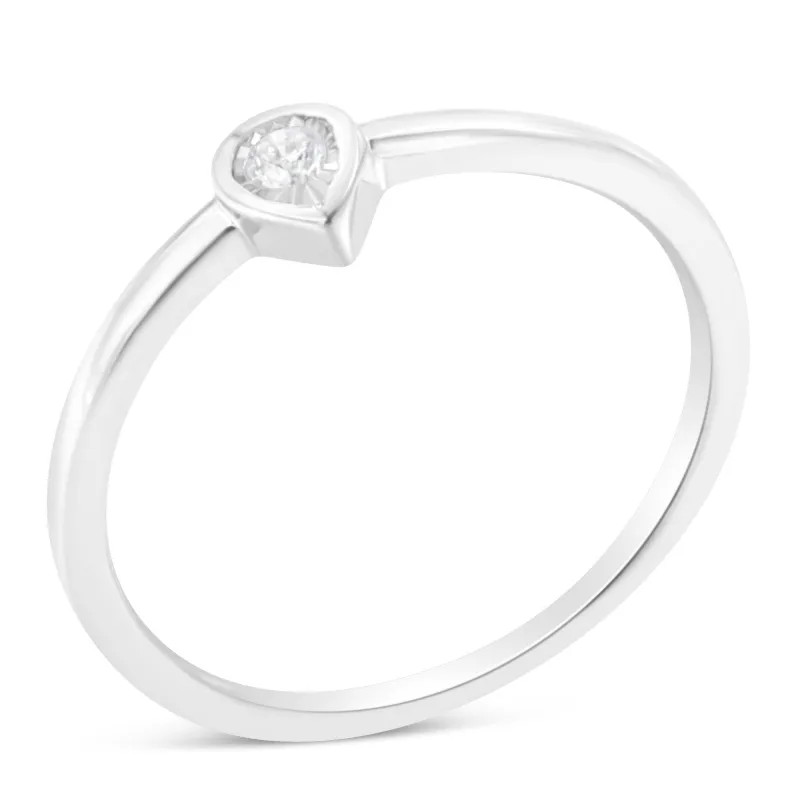 .925 Sterling Silver 1/20 Carat Diamond Teardrop Pear-Shaped Miracle Set Petite Fashion Promise Ring (J-K Color, I1-I2 Clarity) made by Zulily