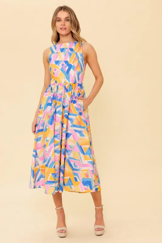 Patton Park Blue Woven Midi Dress made by Flying Tomato