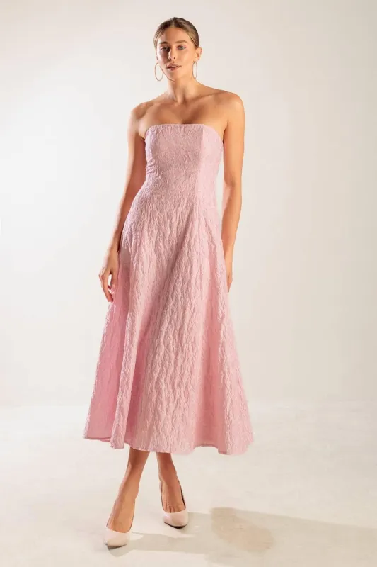 Roll With it Pink Woven Midi Dress made by Flying Tomato