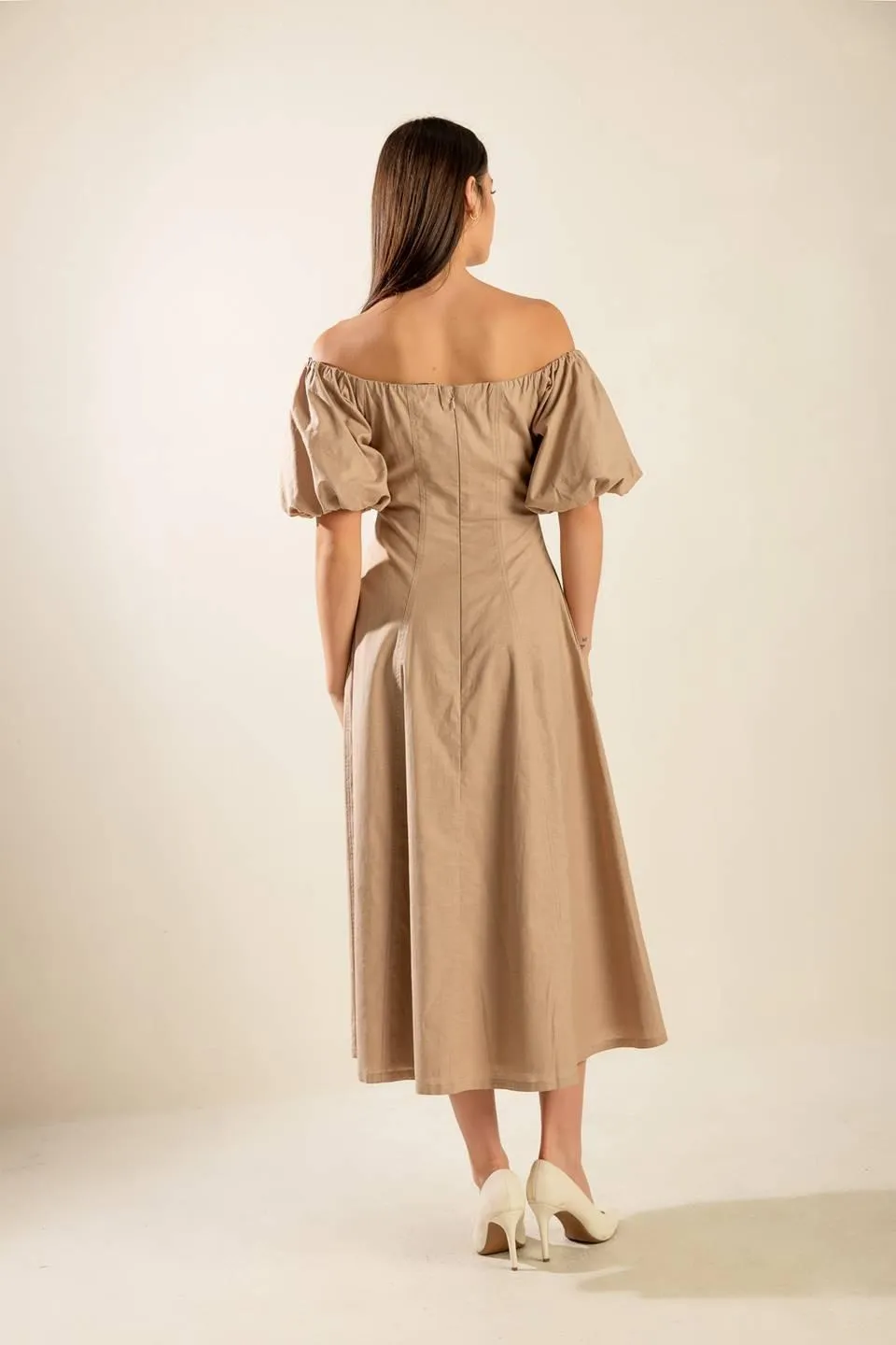 Protecting My Peace Taupe Woven Midi Dress sold by Zulily product image thumbnail 2