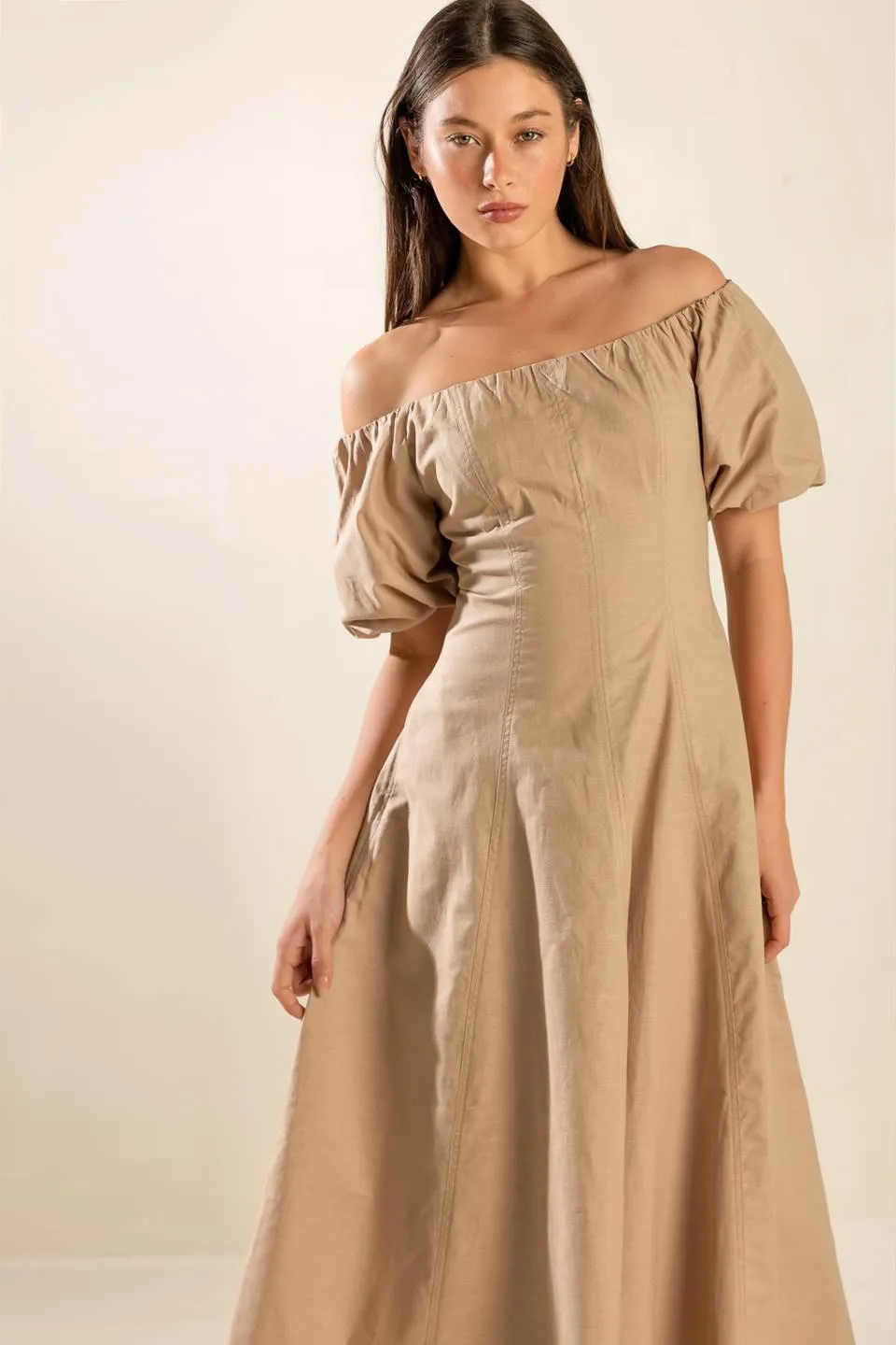 Protecting My Peace Taupe Woven Midi Dress sold by Zulily product image thumbnail 4