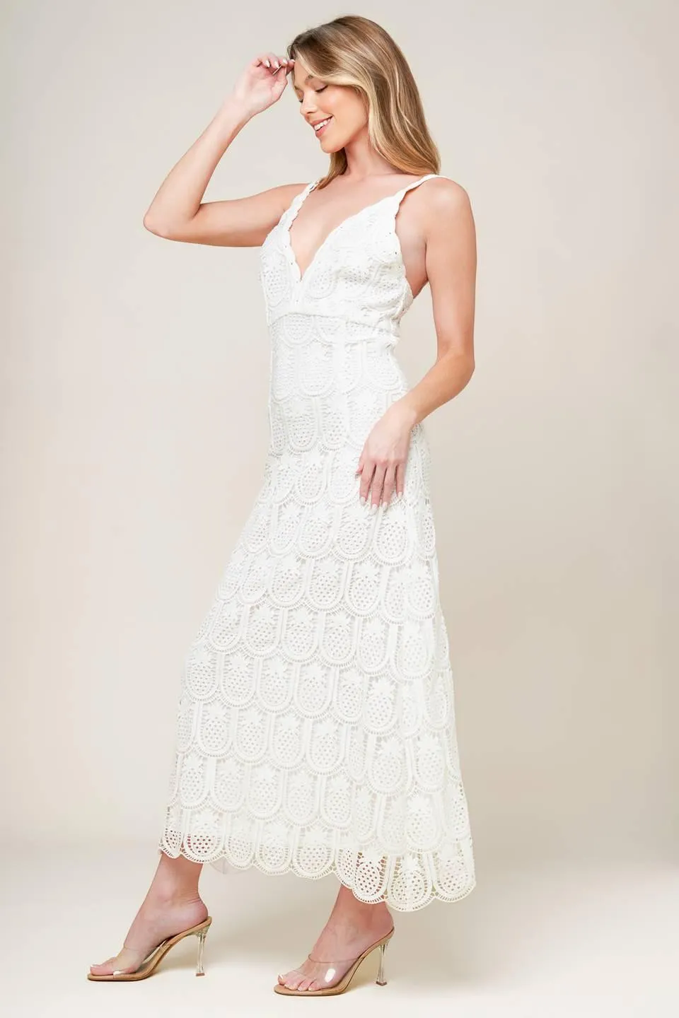 Loving Mentality White Woven Lace Midi Dress sold by Zulily product image thumbnail 5