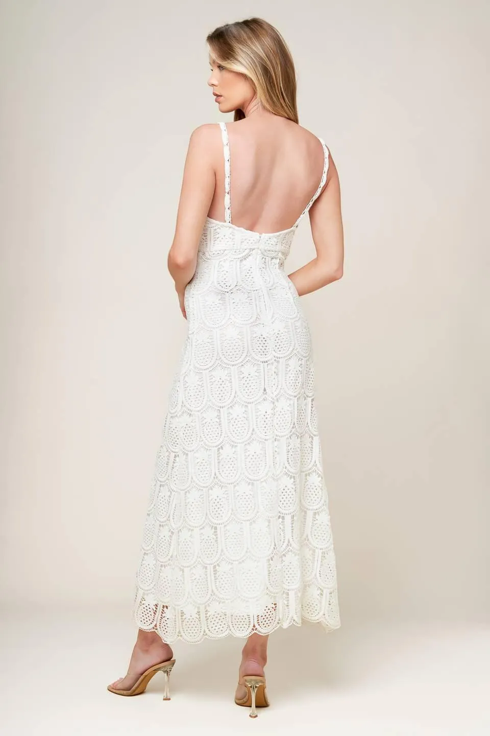 Loving Mentality White Woven Lace Midi Dress sold by Zulily product image thumbnail 2
