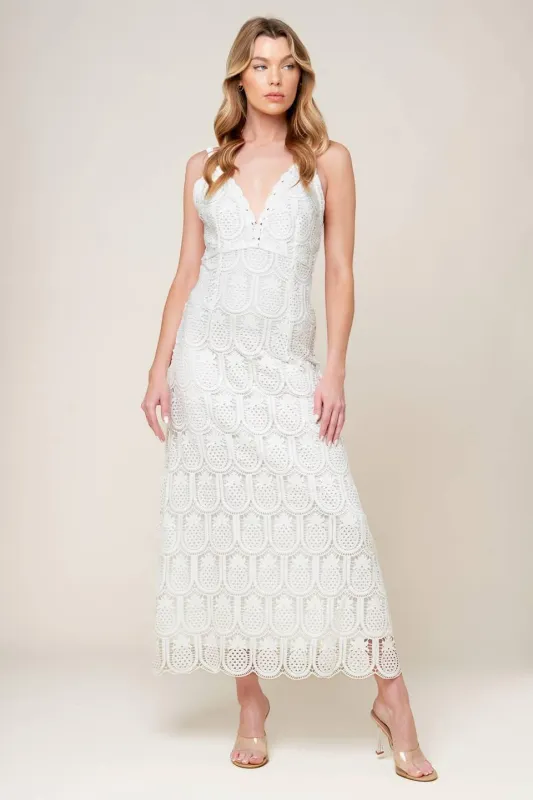 Loving Mentality White Woven Lace Midi Dress made by Flying Tomato