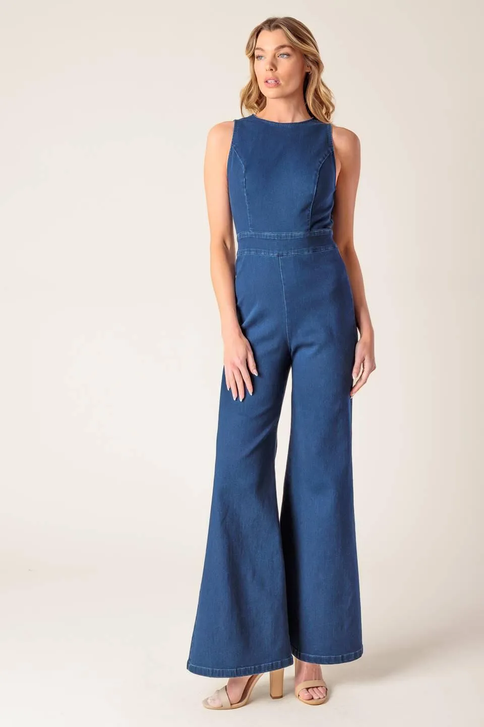 Book Nook Medium Indigo Denim Jumpsuit sold by Zulily