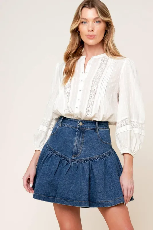 Fenicia Indigo Denim Mini Skort made by Flying Tomato