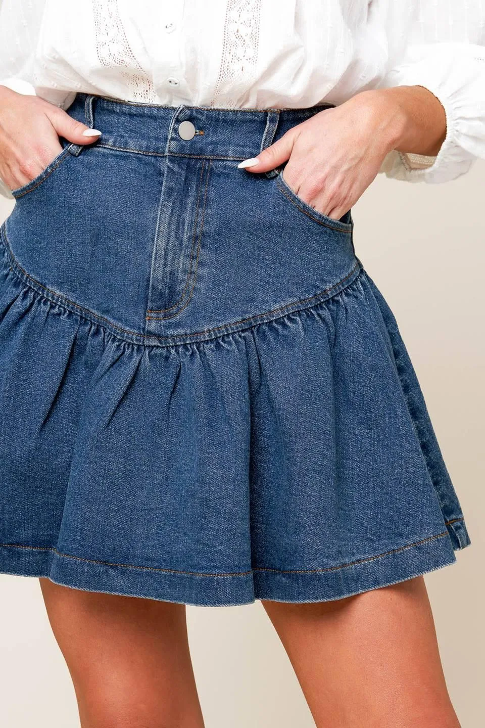 Fenicia Indigo Denim Mini Skort sold by Zulily product image thumbnail 5