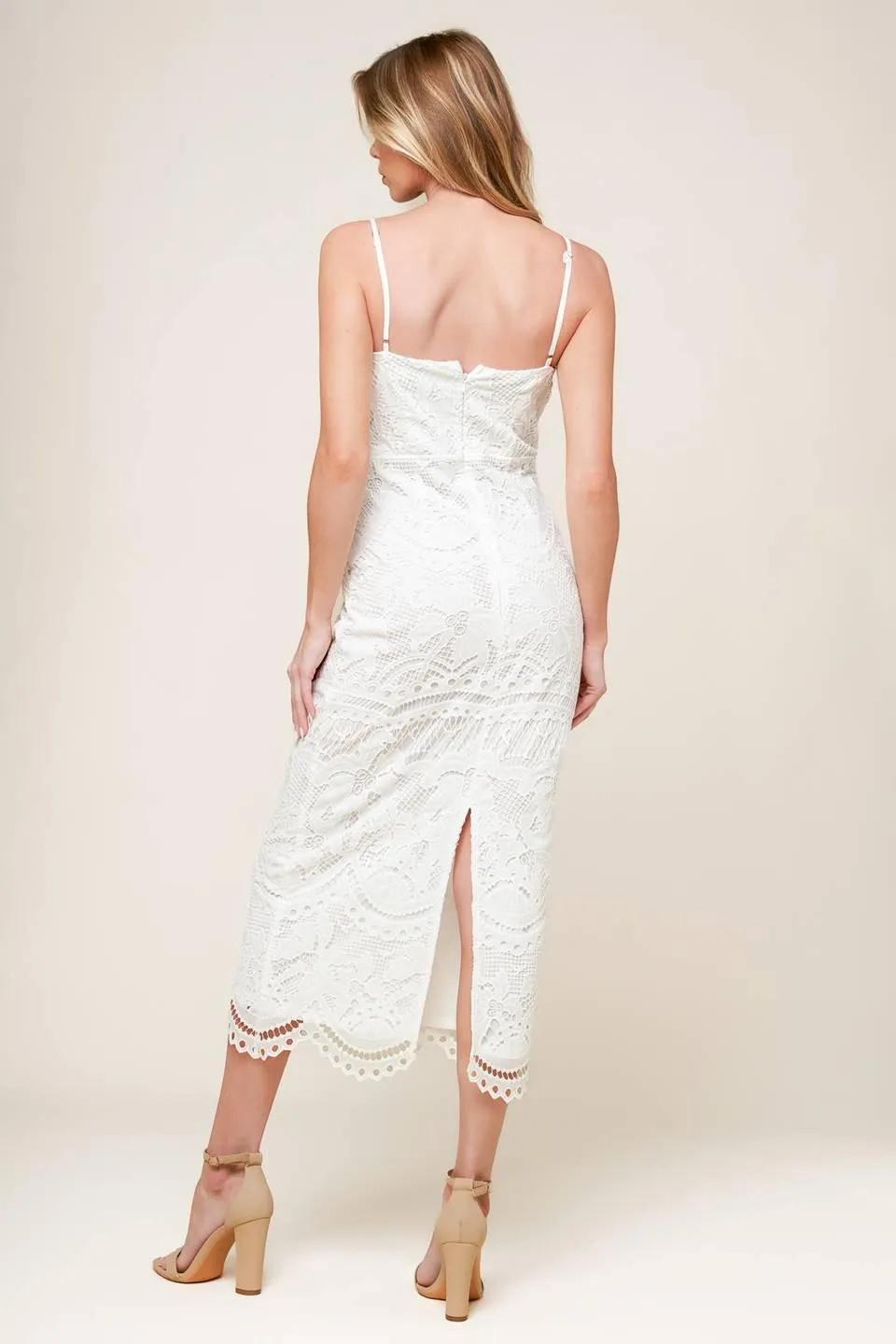 The Josephine Off White Woven Midi Dress sold by Zulily product image thumbnail 3