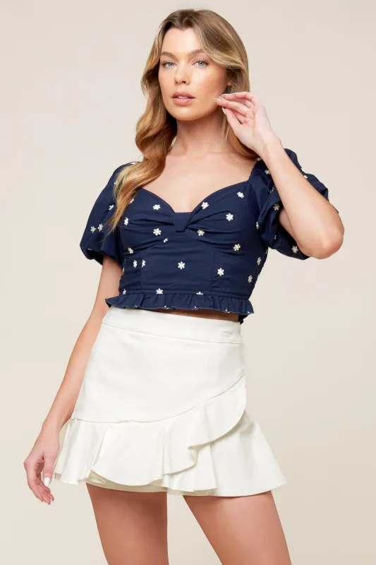 Bebe Alert Navy Woven Top made by Flying Tomato