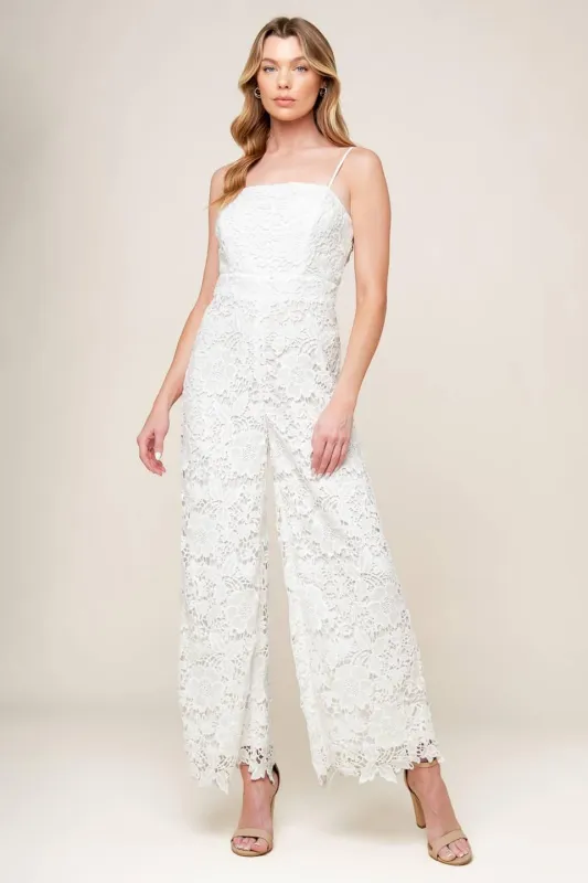 Just Enough Off White Woven Lace Jumpsuit made by Flying Tomato