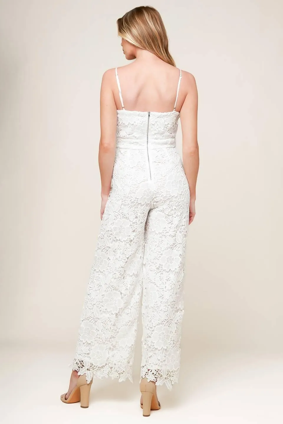 Just Enough Off White Woven Lace Jumpsuit sold by Zulily product image thumbnail 2