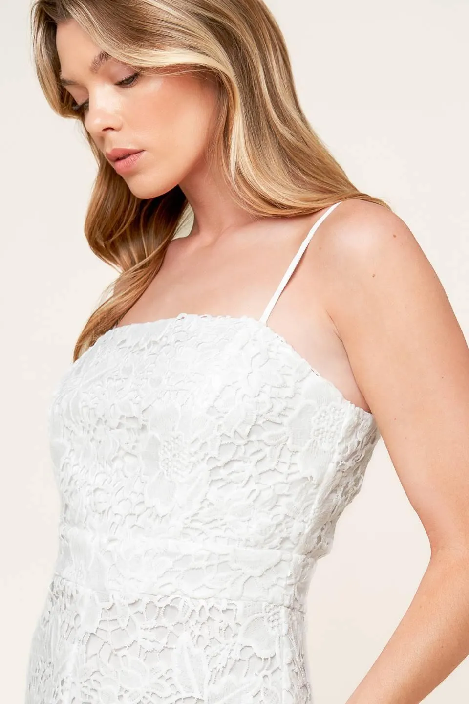 Just Enough Off White Woven Lace Jumpsuit sold by Zulily product image thumbnail 3