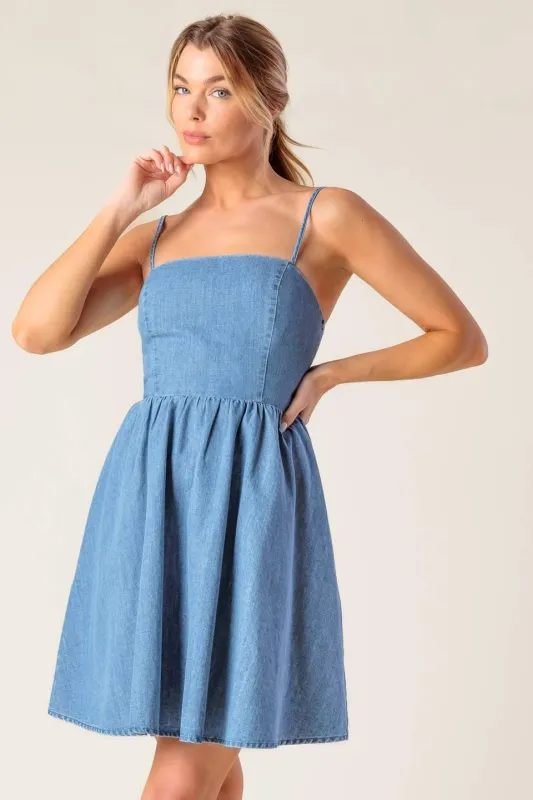 Back in Love Denim Mini Dress made by Flying Tomato
