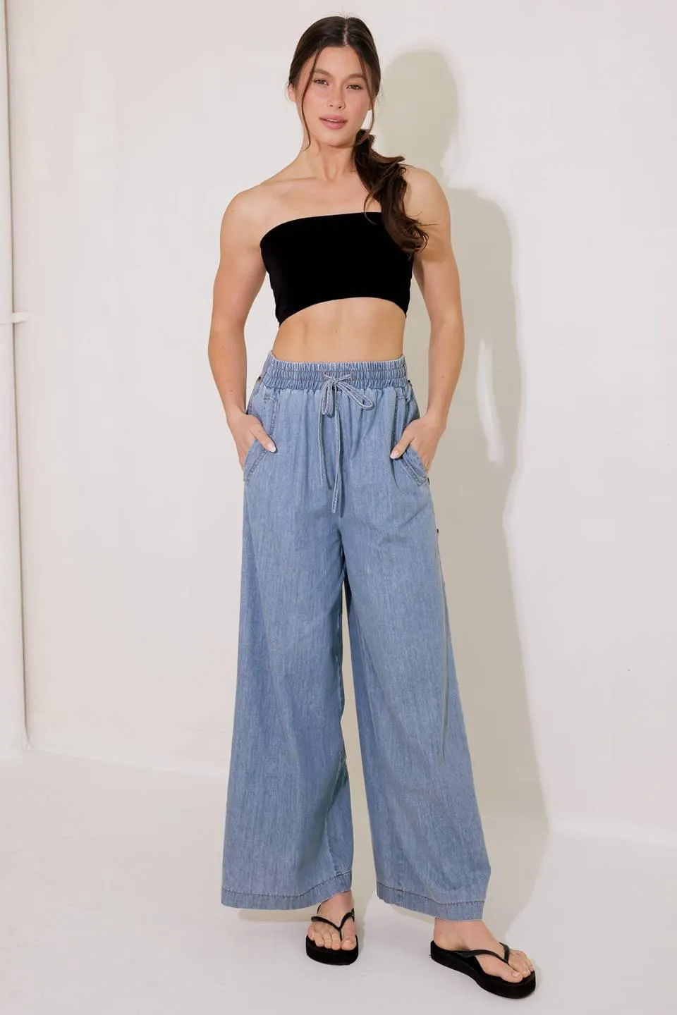 Riverside Sips Light Indigo Chambray Pants sold by Zulily product image thumbnail 3