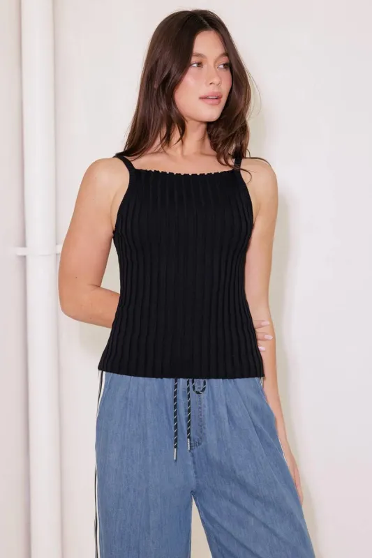 Bit of Sunshine Black Sweater Knit Tank Top made by Flying Tomato