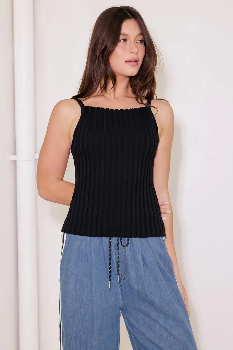 Bit of Sunshine Black Sweater Knit Tank Top sold by Zulily