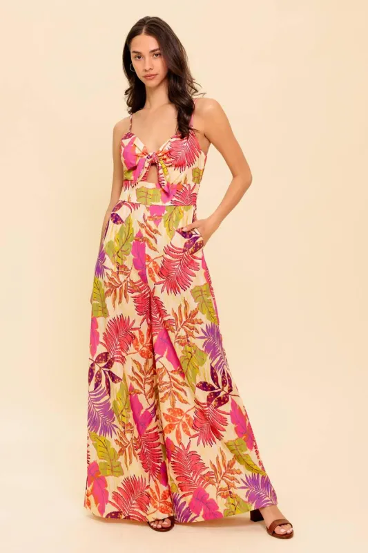 Safe Haven Pink Woven Jumpsuit made by Flying Tomato