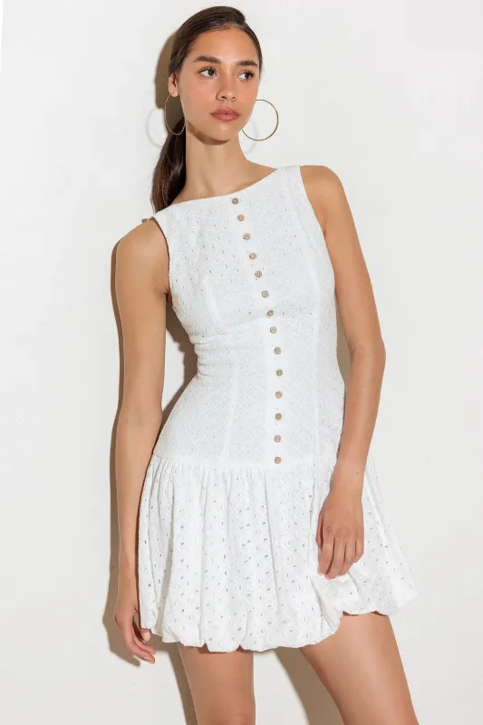 At First Glance Woven Mini Dress made by Flying Tomato