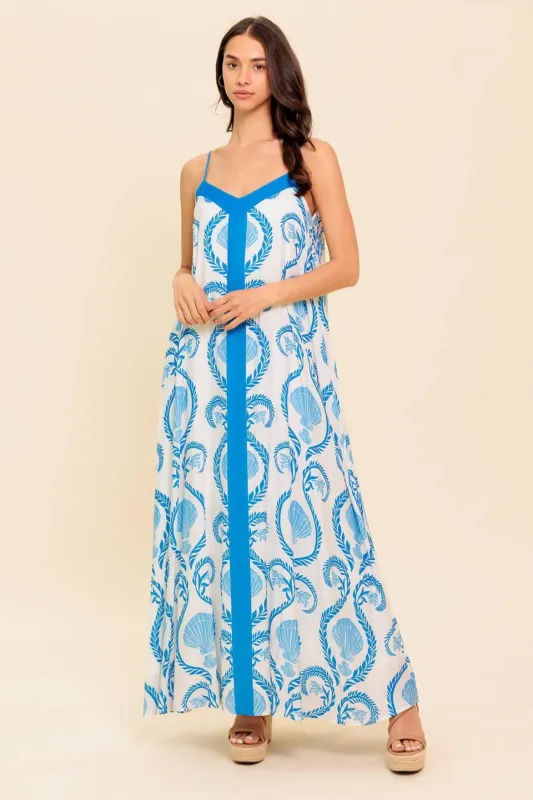 Weekend Getaway Blue Woven Maxi Dress made by Flying Tomato
