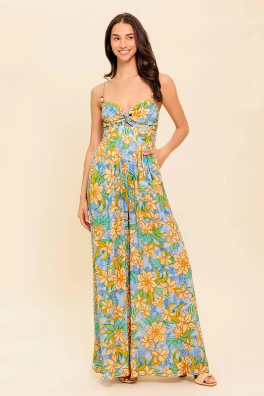 By Chance Blue Woven Jumpsuit made by Flying Tomato