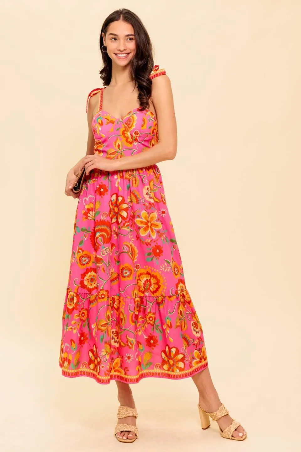 Garden Gathering Pink Woven Midi Dress sold by Zulily product image thumbnail 4